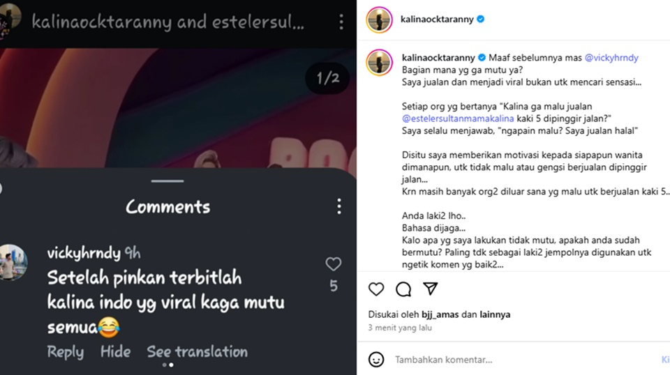 Kalina Oktarani Tak Terima Disamakan Dengan Pinkan Mambo [Instagram]